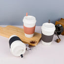 Axyaa Reusable Wheat Straw Coffee Cup With Lid 450ml - Portable & Dishwasher Safe