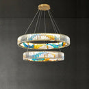 Axyaa Crystal Chandelier Enamel Bar Counter Light Stainless Steel Luxury Staircase Duplex Villa