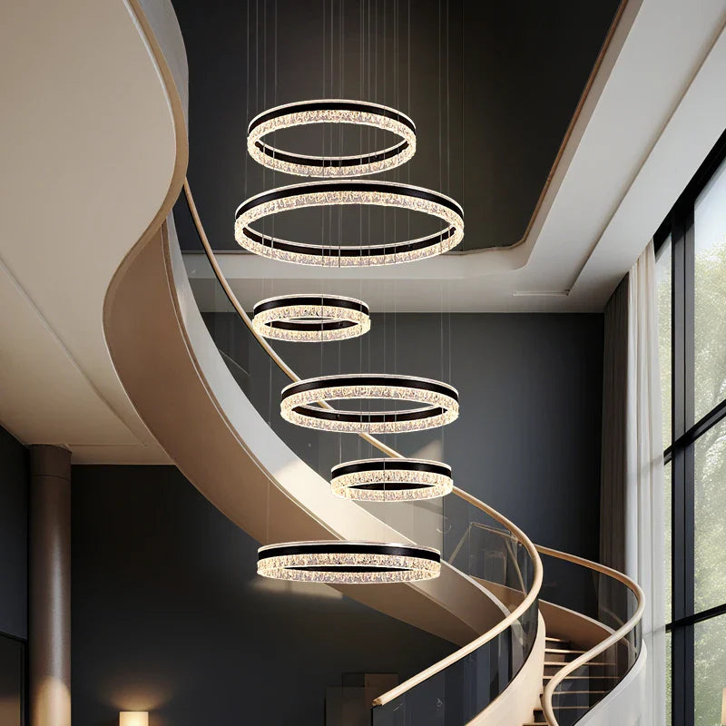 Axyaa Stainless Steel LED Chandelier for Nordic Home Decor & Dining Room Lighting