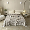 Axyaa Cotton Gauze Floral Throw Blanket with Tassel Detail