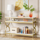Axyaa 3-Tier Console Table: 55" Sofa Entryway Hallway Table, Open Storage Shelves
