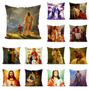 Retro Oil Painting Christmas Pillowcase - Axyaa Nativity Cushions Case Jesus Christ Print Throw Pillows Case