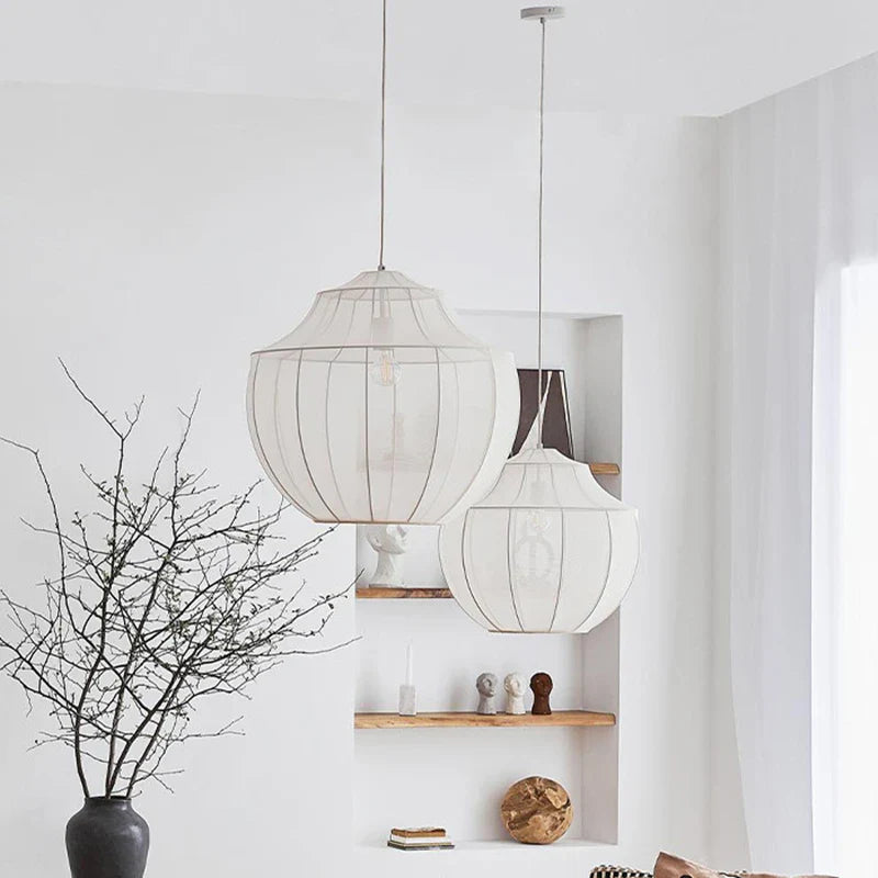 Minimalist Nordic LED Fabric Pendant Light for Living Room by Axyaa