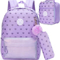 Axyaa Girls School Backpack Set: Bag, Lunch Bag, Pencil Case | Lightweight, Multi-Purpose Daypack