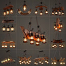 Axyaa Retro Wood Industrial Chandelier Pendant Lights