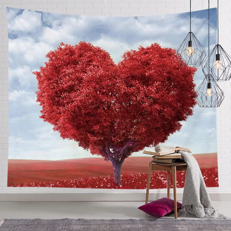 Axyaa Pink Kawaii Wall Hanging Tapestry for Living Bedroom Decor