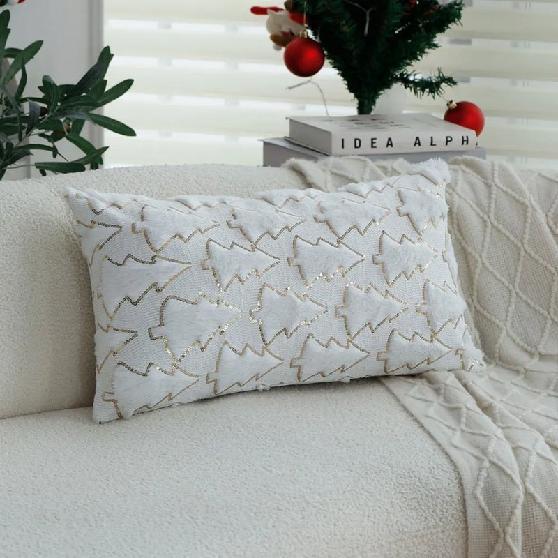 Axyaa Christmas Tree Plush Sequin Throw Pillow Cover