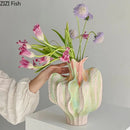 Axyaa Floral Vase Set Creative Ceramic Arrangement Table Decor Aesthetic Flowers Pot
