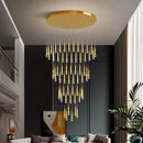 Axyaa Crystal Chandelier: Modern LED Pendant Lighting for Restaurant, Bar, and Staircase.