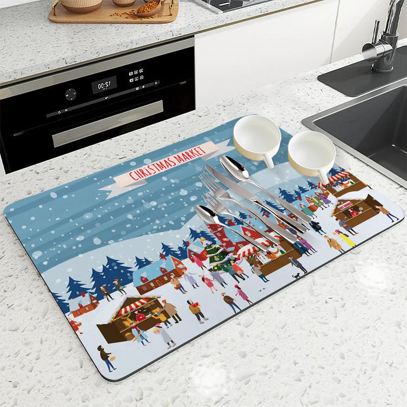 Axyaa Coffee Mat: Absorbent Rubber Backed Dish Drying & Bathroom Tableware Mat