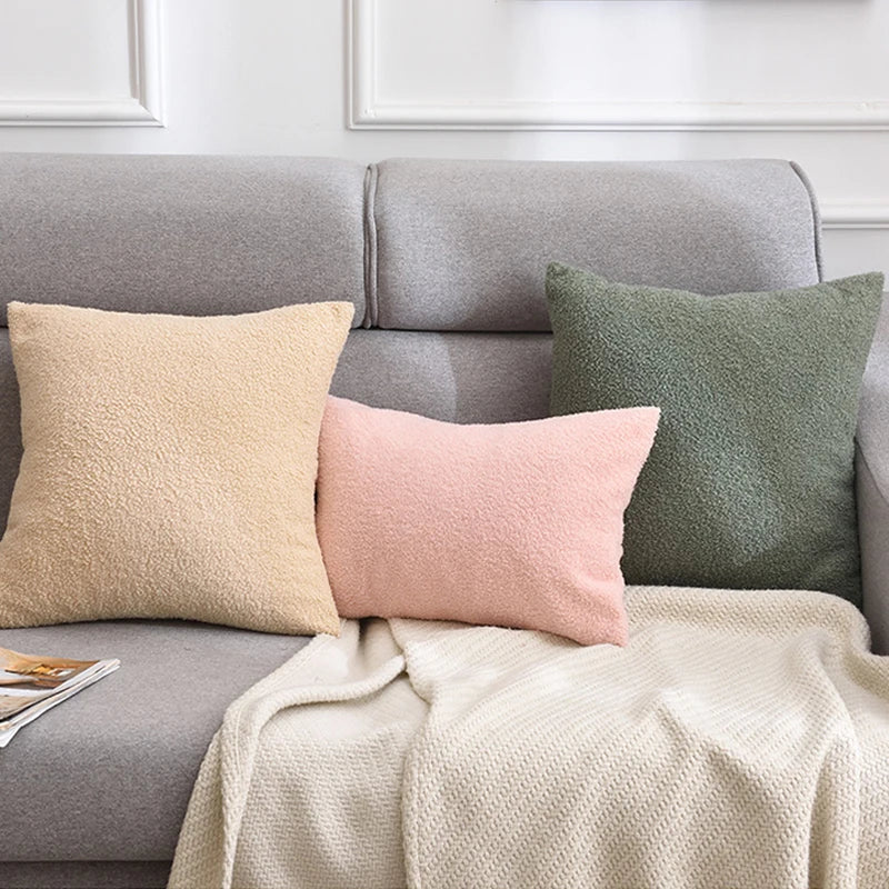 Axyaa Winter Soft Teddy Faux Fur Cushion Cover, Plush Throw Pillow Nordic Style