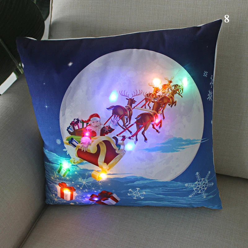 Axyaa LED Santa Claus Cushion Cover: Festive Light-Up Pillowcase for Home Decor