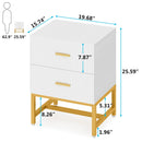 Axyaa Wood Nightstands: Modern Luxury White Gold Bedside Table