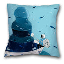 Axyaa Spaceman Astronaut Ocean Blue Pillow Cover for Home D��cor