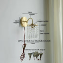 Axyaa Brass LED Crystal Wall Lights for Living Room Bedroom Decor