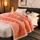 Axyaa Plush Quilted Blanket, Coral Fleece, Double Sided, Thick Bed Cover