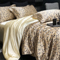 Axyaa Floral Silk Bedding Set Duvet Cover Sheet Pillowcase Luxury Soft Bedsheet