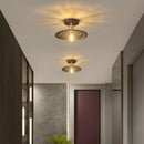 Axyaa Amber Glass LED Ceiling Lamp: Modern Aluminum Wood Light Fixture