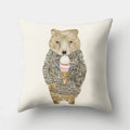 Axyaa Minimalist Spring Tree Landscape Pillow Cover - Bear Penguin Cartoon Animal Pillowcase