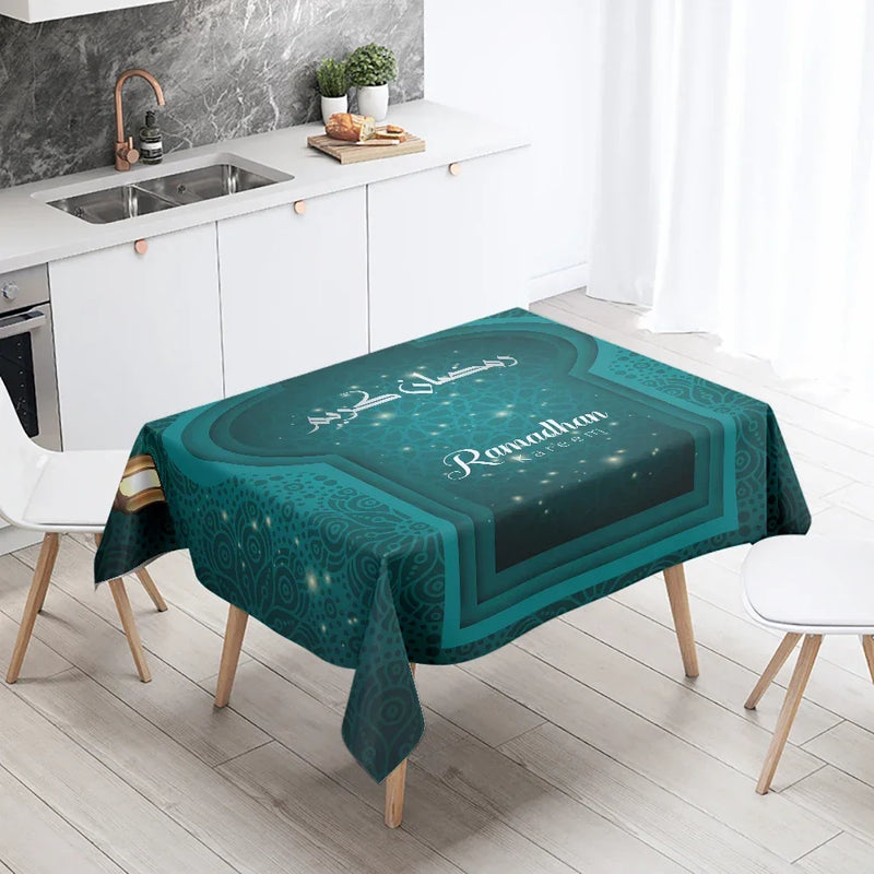 Elegant Ramadan Calligraphy Tablecloth for Eid Décor by Axyaa