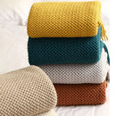 Axyaa Nordic Knitted Throw Blanket with Tassels - Soft Sofa Scarf & Bedspread