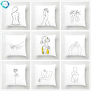 Nordic Line Drawing Cushion Cover for Home Decor by Axyaa