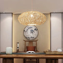 Axyaa Wicker Chandelier Ceiling Light - Vintage Rattan Pendant Lamp