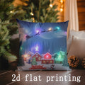 Lighted Christmas Scene Pillow Covers by Axyaa for Sofa, Bedroom, Car - Decorative Rectangular Cushion