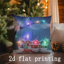 Lighted Christmas Scene Pillow Covers by Axyaa for Sofa, Bedroom, Car - Decorative Rectangular Cushion