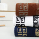 Axyaa Oversized Cotton Bath Towel with Embroidered Design - Blue/White/Brown
