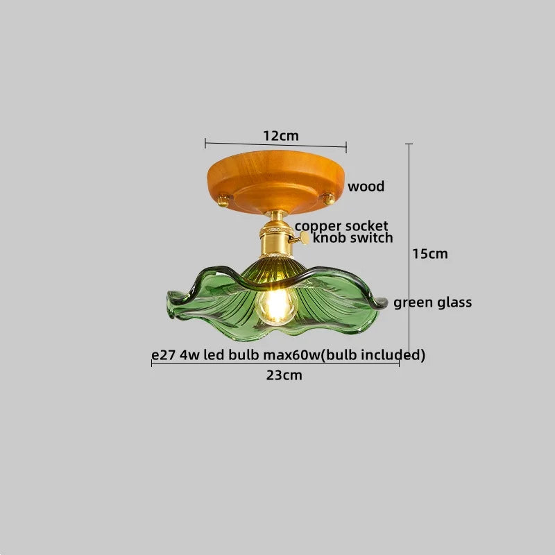 Axyaa Copper Wood LED Ceiling Lamp Modern Indoor Lighting Fixtures