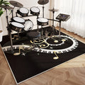Axyaa Musical Note Drum Set Carpet: Soundproof Black & White Plaid Rug