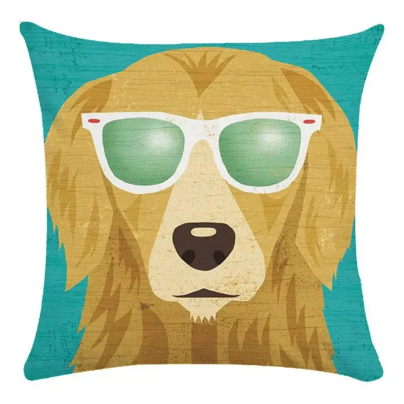 Funny Dog Driving Pattern Cushion Cover - Axyaa Decorative Pillow Case