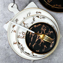 Axyaa Golden Marble Pattern Ceramic Plate - New Nordic Style Steak Plate