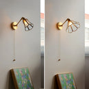 Axyaa Gold Brass Arm Vintage Glass LED Wall Lights for Bedroom Home Living Room