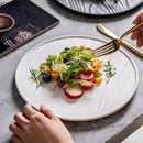 Axyaa Irregular Texture Ceramic Flat Plate for Restaurant and Molecular Cuisine