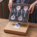 Axyaa Ceramic Hand-Painted Dessert Spoon Set