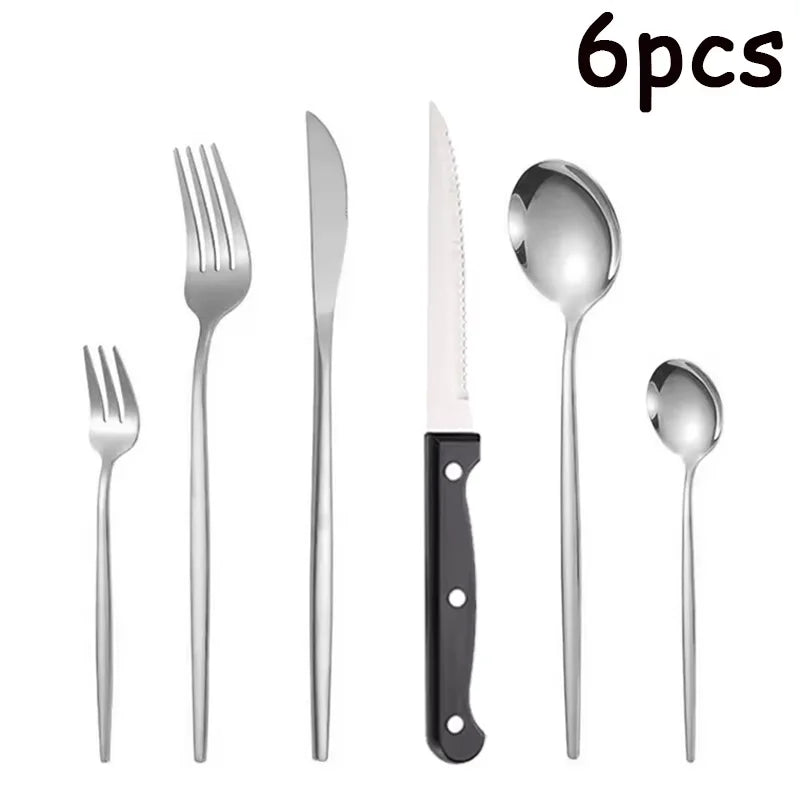 Axyaa Stainless Steel Portuguese Tableware Set - 48 Pieces