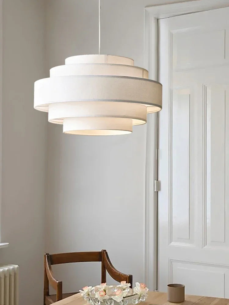 Axyaa White Fabric Pendant Light Japan Cloth Chandelier