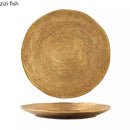 Axyaa Frosted Golden Ceramic Dinner Plate Steak Pasta Salad Dessert Bowl Molecular Cuisine Specialty Tableware.