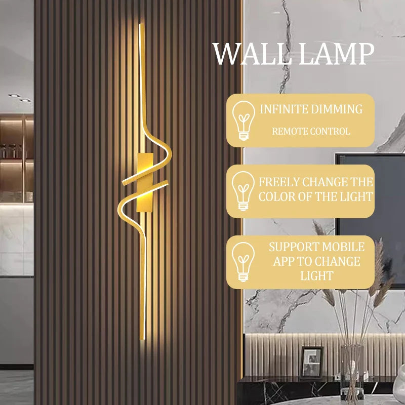 Axyaa Golden LED Wall Lamp for Living Room Bedroom Home Decor