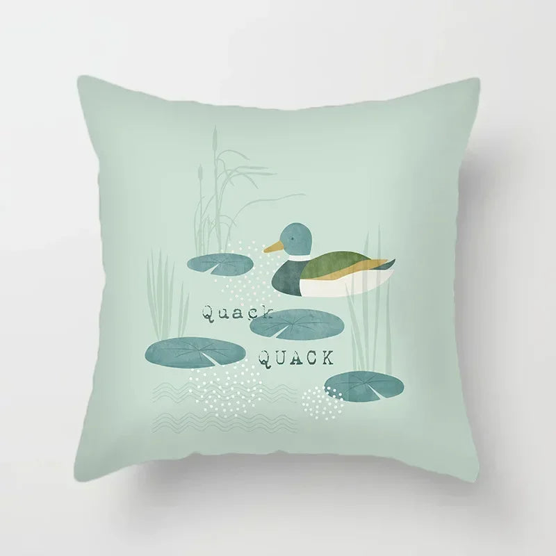 Axyaa Sea Turtle & Bird Pillowcase - Single Print Sofa Case for Children's Bedroom