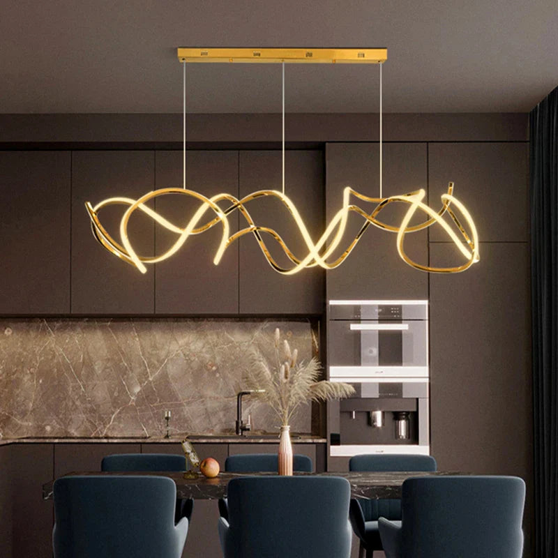 Modern Stainless Steel Nordic Chandelier by Axyaa - LED Dining Room Pendant Lighting