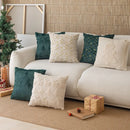 Axyaa Rabbit Fur Christmas Pillow Cover: Quilted & Embroidered Decorative Cushion