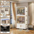 Axyaa 70cm Transparent Foldable Wardrobe, Portable Large-Capacity Storage Cabinet