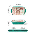 Axyaa Forest Animals Ceramic Baking Pan with Handle and Salad Bowl Set