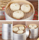 Axya Aluminum Bamboo Steamer with Cover - Cookware for Stuffed Bun, Dumpling, Fish, Vegetable, Snack