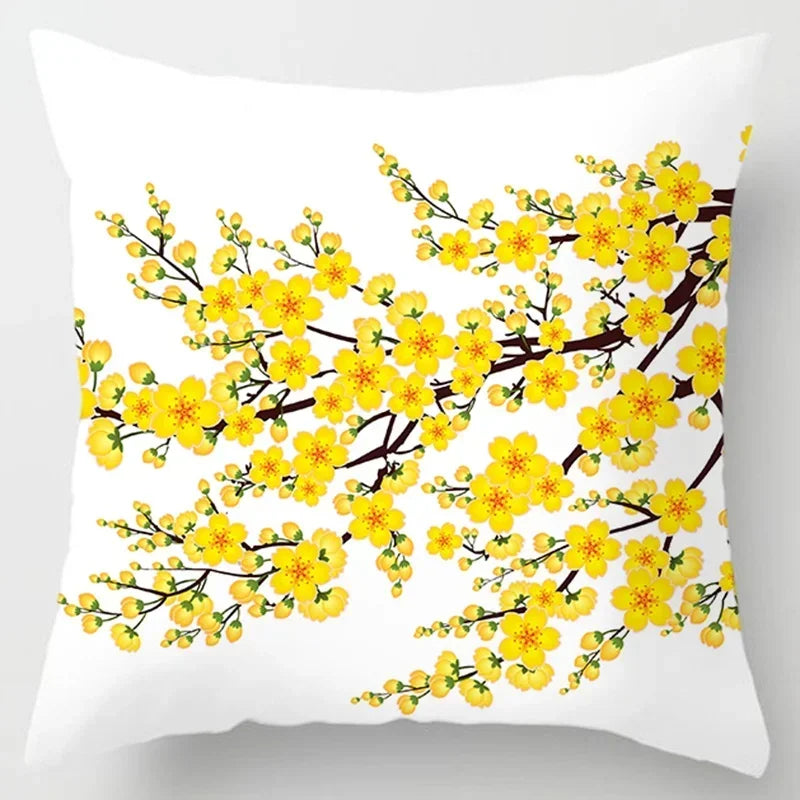 Axyaa Yellow Flower Pillowcase for Home Sofa Lumbar Cushion