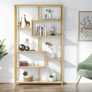 Axyaa 5 Tier Gold Bookshelf: Modern Etagere Bookcase with Open Storage Shelves