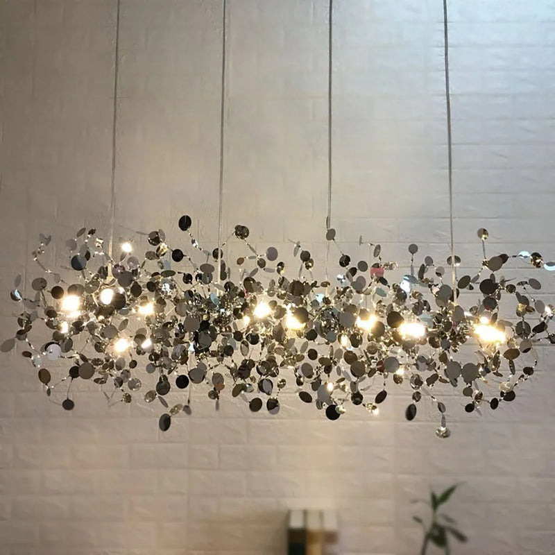 Axyaa Nordic Art Stainless Steel Chandelier for Living Room, Bar, and Kitchen Decor